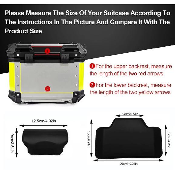 Motorcycle Top Box Backrest Motorcycle Back Cushion Passenger Backrest Back Pad For Universal 45L Rear Top Case Cushion