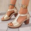 Summer New Fish Mouth Large Size Wedge Heel Open Toe Buckle with Wind High Heel Sandals