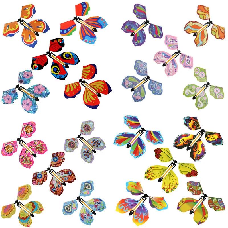 1/3/5/10Pcs Magic Flying Butterfly Wind Up Butterfly Fairy Flying Toys Rubber Band Powered Bookmark Surprise Wedding Birthday