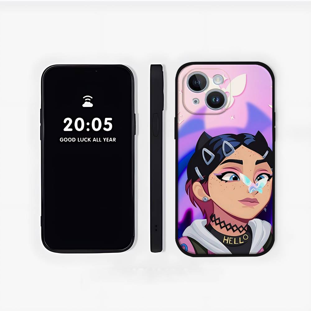 Милый C-Clove V-ValorantS Чехол для телефона Чехол для телефона Для IPhone 17 16 15 14 13 12 11 X XR XS Plus Pro Max Mini Мягкий Черный Чехол