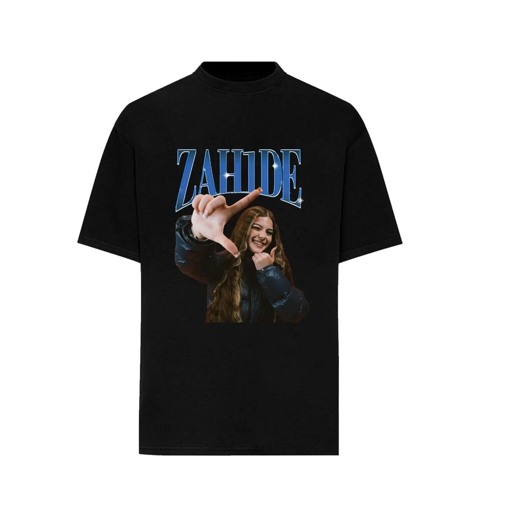 Trendy German Singer Zahide Print T-shirt Short Sleeves Cotton Oversized Merch Tee Tik Tok Ins Star Men Women Unisex Black Tees