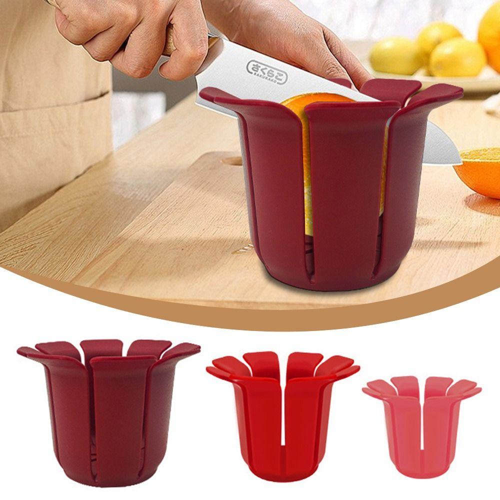 Non Slip Grip Fruit Slicer Cup Lace Design Lemon Slice Holder  for Meat Tomato Potato Lemon