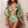 New Style of Gathering One-piece Two-piece Sexy Vacation Swimsuit Women's Mesh Skirt Swimsuit Set