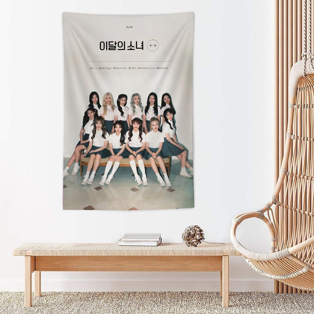 Korea Kpop Band LLoona Kpop Tapestry Microfiber Wall Hanging For Bedroom Living Room Decor Outdoor Festival Bar Background