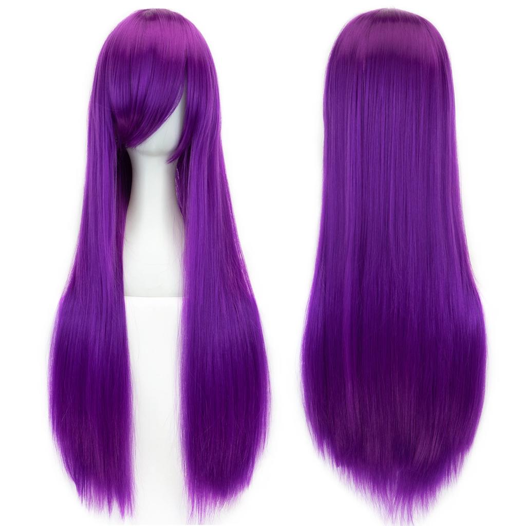 Professional 80cm Long Straight Wigs Pink Green Party Hair Accessories Synthetic Hair Cosplay Wig for Women