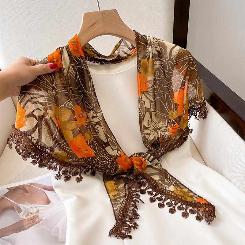 Women Tassel Wrap Shawl Flower Lace Scarves Lady Fashion Wedding Headscarves Female Spring Summer Photo Props Accessories