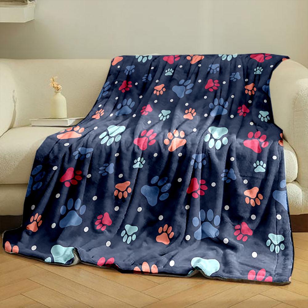 Colorful Paw Print Pattern Blanket print blanket soft and cozy perfect for the living room bed sofa or a nap,gift