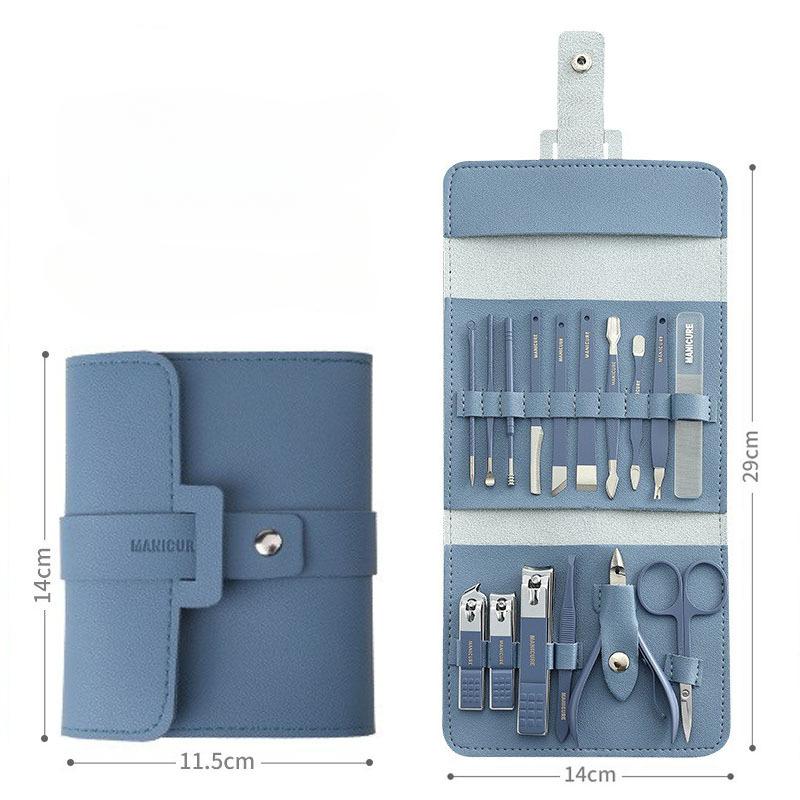 Профессиональный набор для ухода за ногтями из 16 предметов - вогнутые кусачки из нержавеющей стали для удаления омертвевшей кожи, щипчики для кутикулы, пилочка для ногтей и дорожный футляр для маникюра