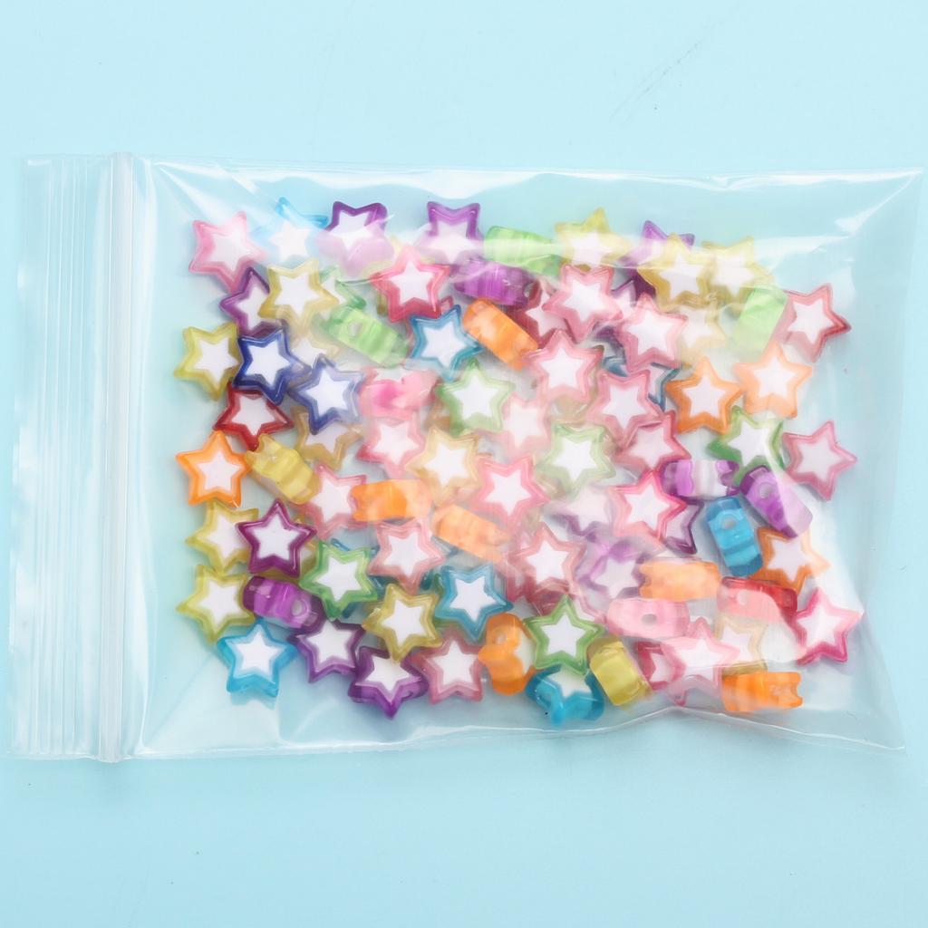 Unisex Fashion Loose Beads 100PCS Handmade Material Acrylic Beads Handcraft 10mm Beads for DIY Heart Star Beads Jewelry Making Accessories