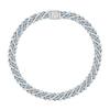 Мужская цепочка-кубинка Takeda Jewelry, полностью усыпанная синими стразами, Серебристая, Широкая цепь, Аксессуар в уличном стиле, 45/50/55 см (55см)