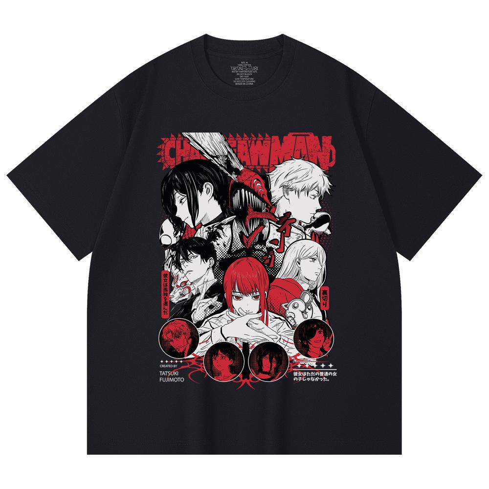 230 Gsm 100% Cotton Chainsaw Man V60 Print Unisex Heavy Cotton T Shirt