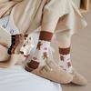 Женские весенне-осенние носки до середины икры, осенне-зимние спортивные гольфы, милые и универсальные хлопковые носки с медведем, осенние гольфы