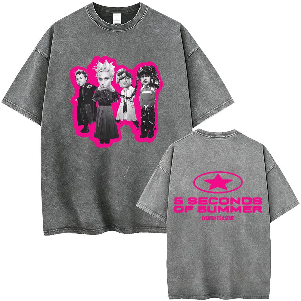 Washed Vintage 5 Seconds of Summer Everyones A Star World Tour 2026 Tshirt Men Women Clothing Pop Punk Rock Acid Wash T Shirts