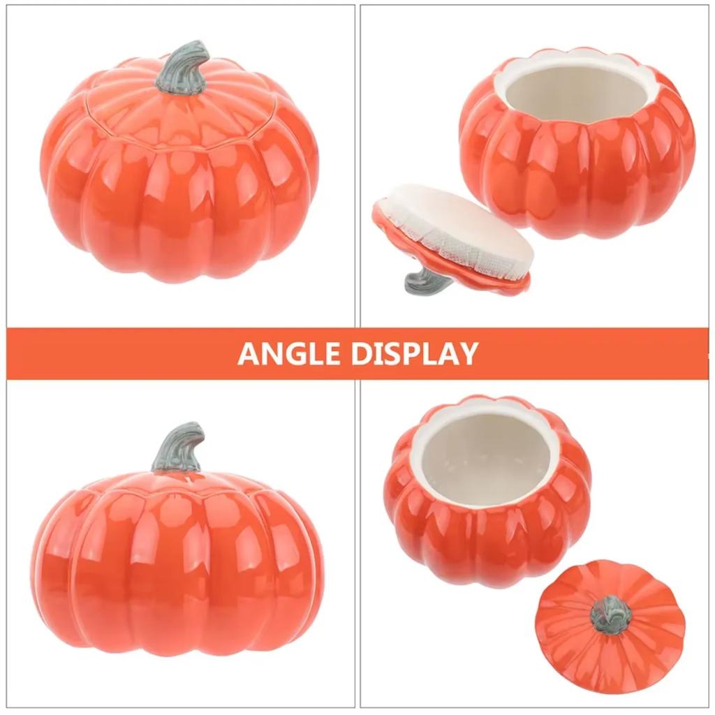 Decorative Wholesale Food Tea Coffee Bean Sugar Candy Cookie Ceramic Storage Canisters Pumpkin Jar With Lid For Kitchen