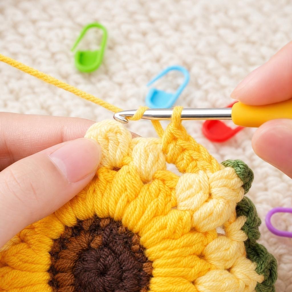 Набор для вязания крючком подсолнечной сумки DIY Ручная работа Сумка через плечо с полным набором пряжи, крючками, маркерами и аксессуарами для творческих проектов