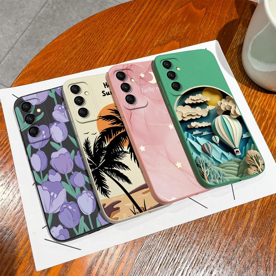 Cover Case For Samsung Galaxy S24 FE A16 A06 M35 S 24fe Shell Luxury Fashion Leopard Print Butterfly Matte Silicone Screen Protector Bumper Phone Bags