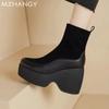Женские замшевые ботильоны на платформе и высоком каблуке, женская обувь 2025 года, модные зимние туфли-лодочки для ходьбы, новые зимние ботинки Mujer Botas