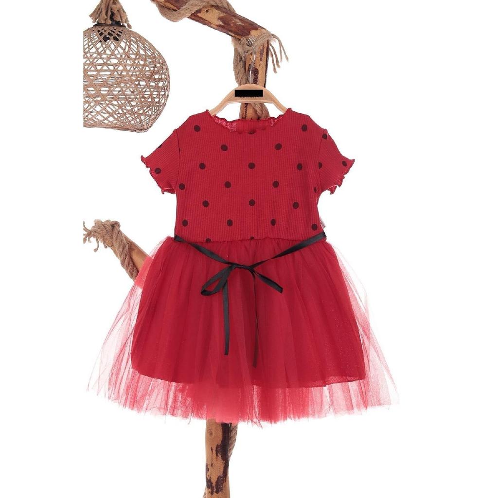 Летнее платье-пачка в горошек для маленьких девочек на день рождения