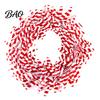 Indoor Outdoor Festive Decor 24.6FT Christmas Wire Garland, Red Green Leaves/Striped Candy/Snowflake Shiny Tinsel Candy Cane Striped Decoration