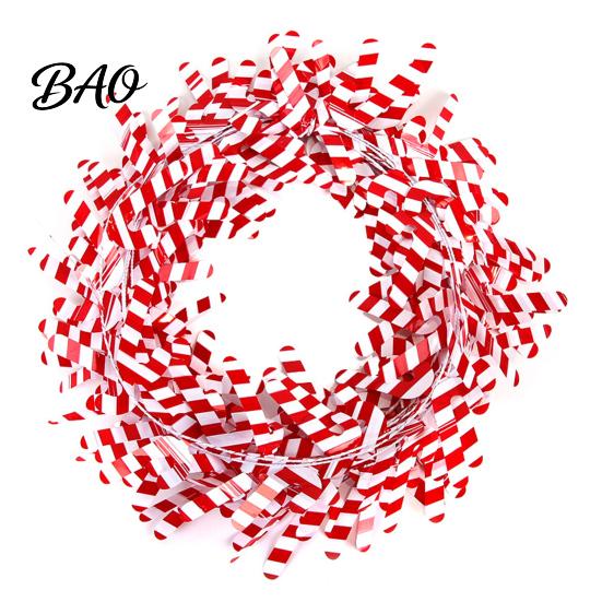 Indoor Outdoor Festive Decor 24.6FT Christmas Wire Garland, Red Green Leaves/Striped Candy/Snowflake Shiny Tinsel Candy Cane Striped Decoration