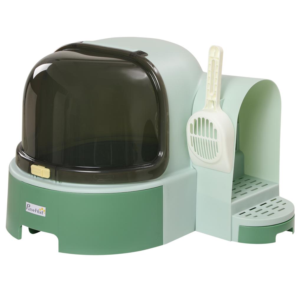 Enclosed Cat Litter Tray, Removable Bottom Compartment, Scoop Included