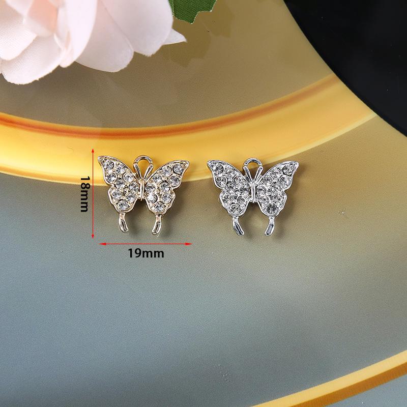 Handmade Rhinestone Alloy Jewelry: Butterfly, Flower, Rabbit, Bear Buttons & Pendants for Shoes and Bags