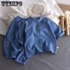 Children's Set Summer Couple Baby Air Conditioning Suit Two-piece Set Solid Color