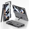 Для Samsung Galaxy Z Fold 4 Чехол Ультратонкий Матовый Магнитный Складной Шарнир Подставка С Боковым Отсеком для Стилуса Закаленная Пленка Жесткий Чехол