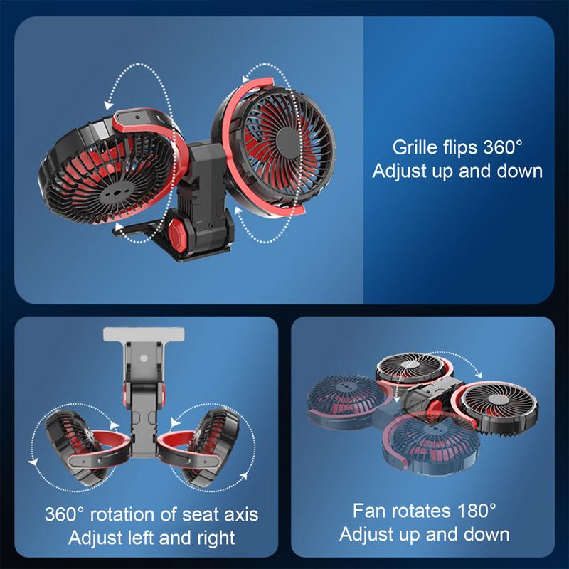 5V/12V/24V Car Fan Multi-Angle Rotatable Dual Head 3-Speed Dashboard Summer Cooling Fan Accessories