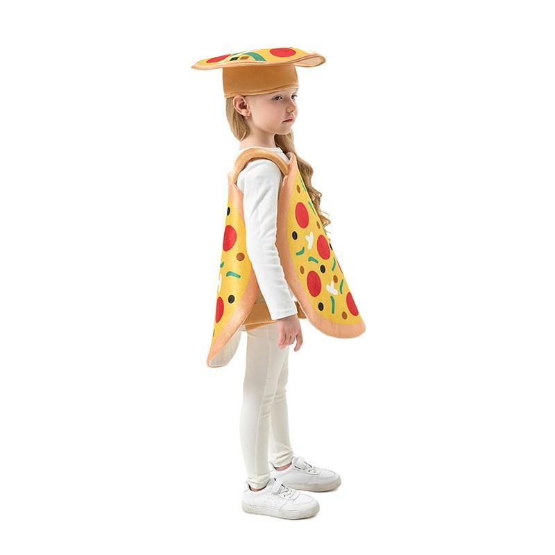 Kids Halloween Costume Set - Pizza-Themed Vest Hat Cosplay Stage Performance Unisex Comfort Fit Ages 17 Under