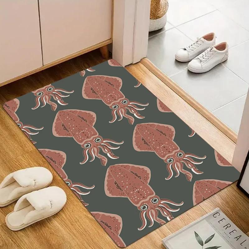 Ocean Wave Dolphin Print Doormat Non Slip Wear Resistant Coastal Style Entry Rug for Front Door Indoor Home Decoration