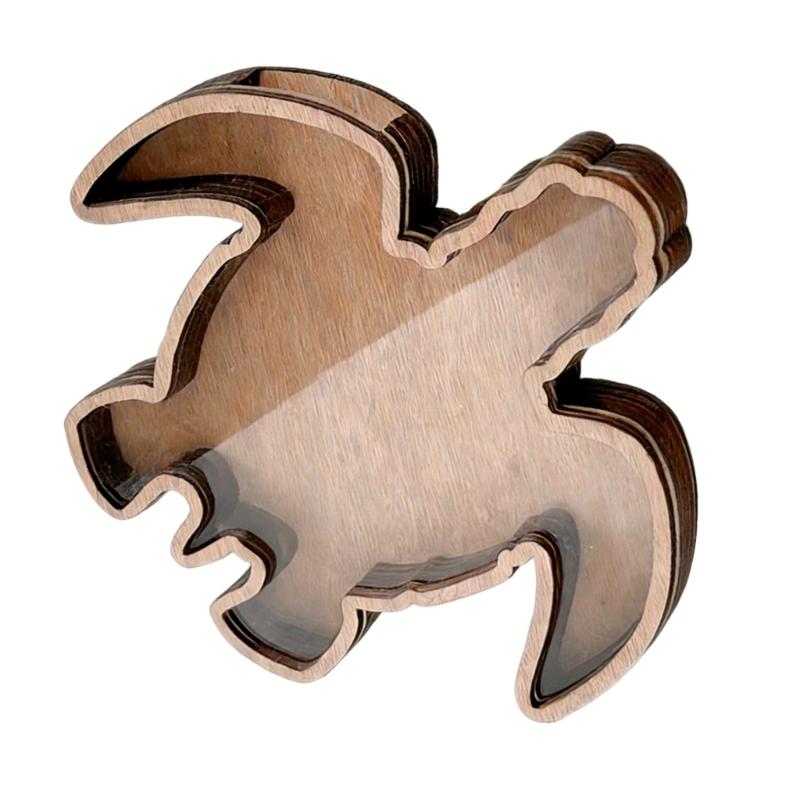 Starfishs Shape Seashells Display Box with Clear Acrylic Front Wood Seashells Holders for Shark Teeth Small Shadows Box