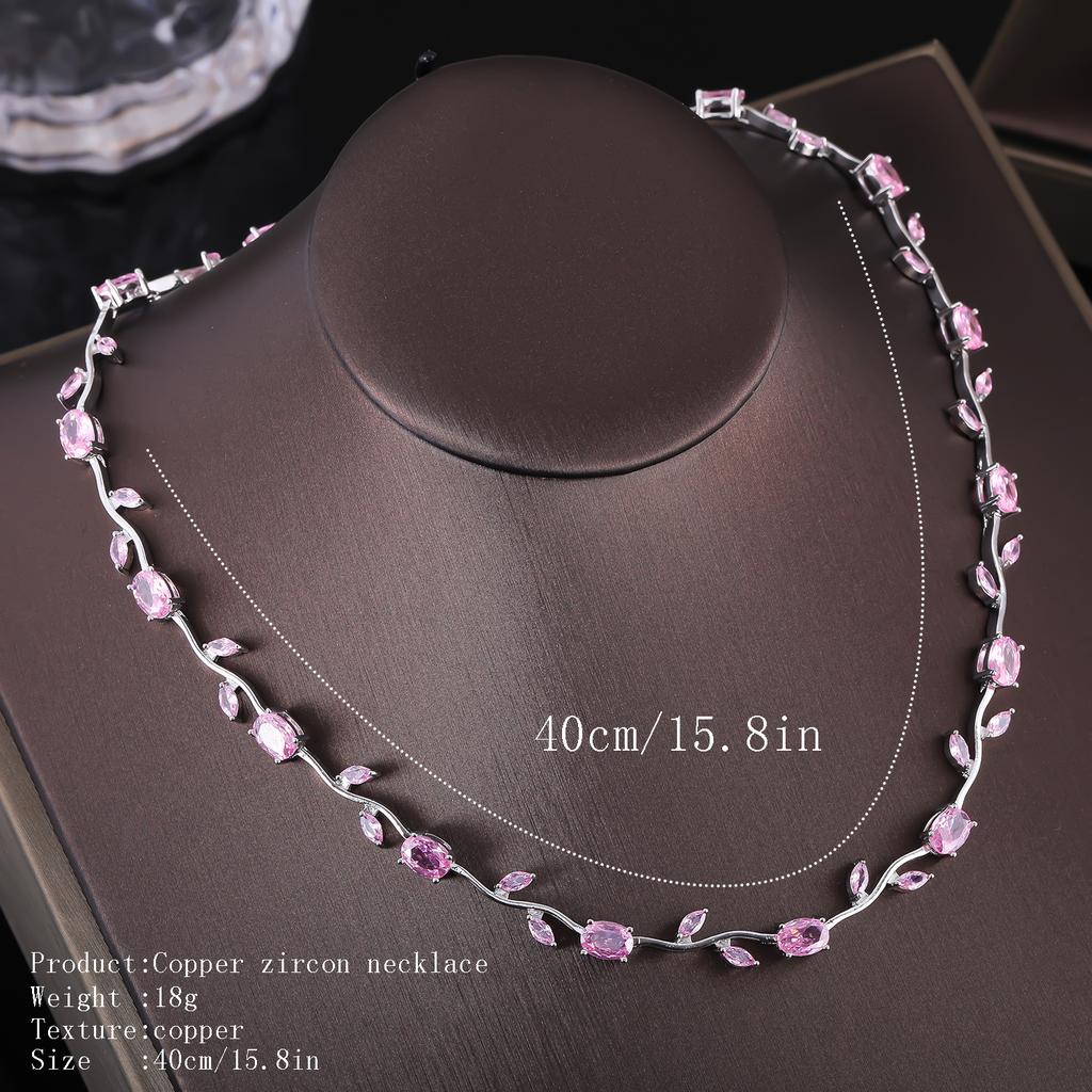 Copper Color Zircon Necklace Women Luxury Fashion Jewelry