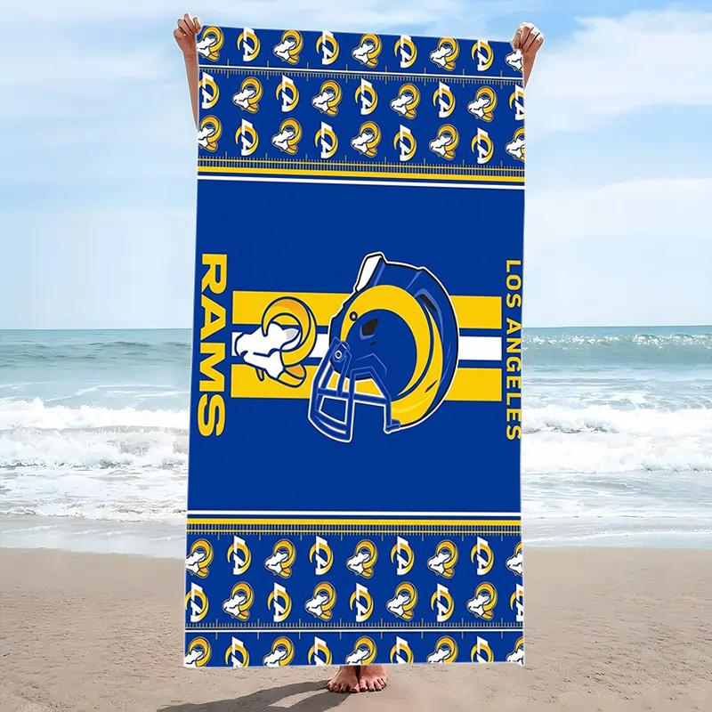Пляжное полотенце с принтом логотипа Los Angeles Rams, Большое, Мягкое, Быстросохнущее, для Пляжа, Кемпинга, Плавания