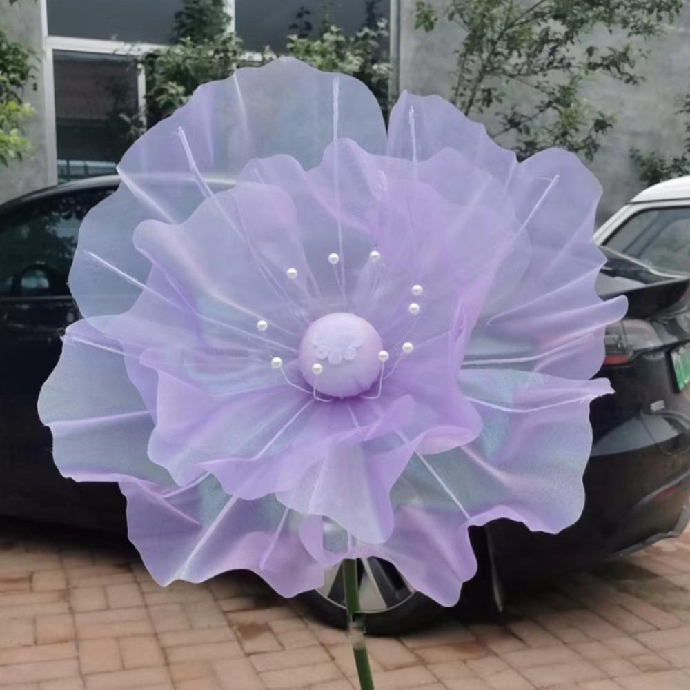 Simulation 3D Gauze Artificial Flower 50cm Big Giant Mesh Flower Hollow Silk Flower Window Display