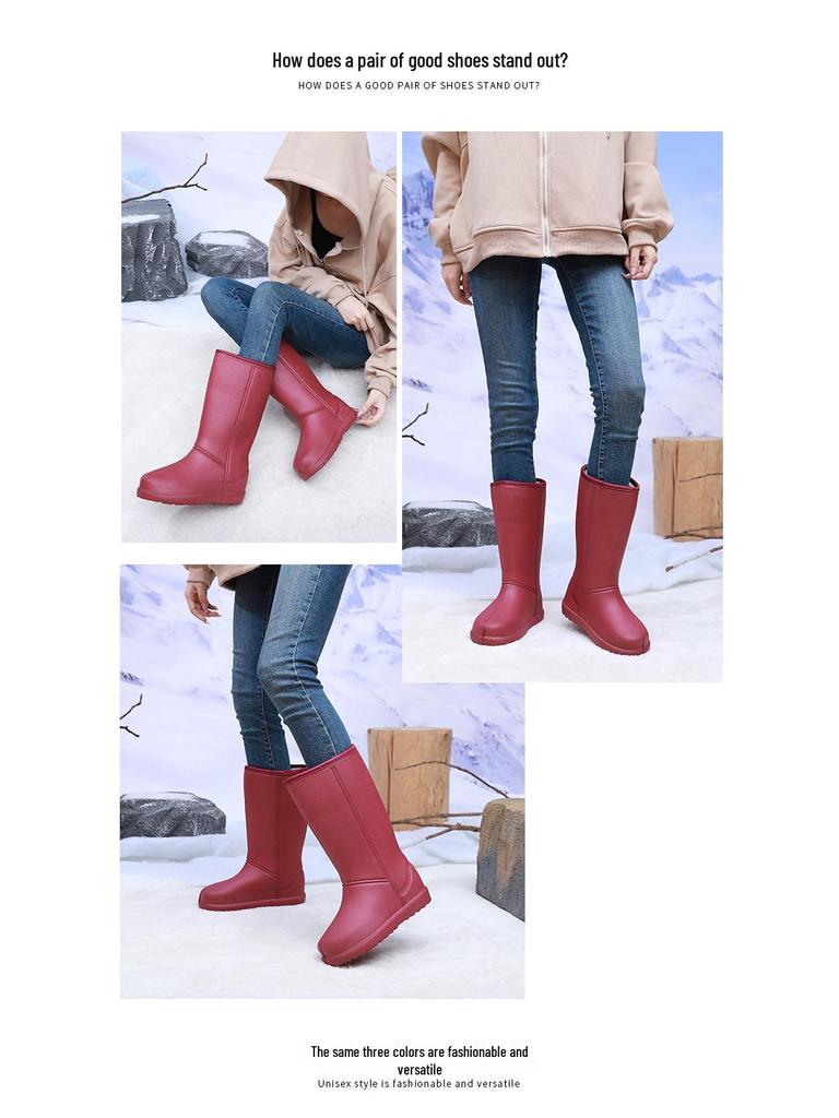 Женские водонепроницаемые зимние сапоги на флисовой подкладке - Морозостойкие, Нескользящие, ЕВА зимние дождевые сапоги