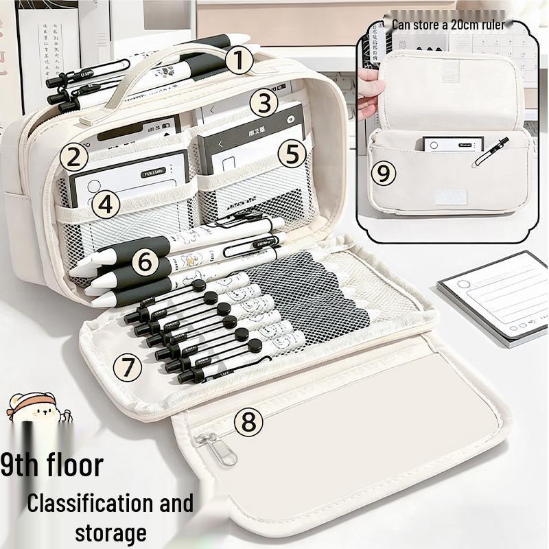 Delta Action Multi-Layer Large Capacity Pencil Case: Portable for Primary & Secondary Students, Stylish & Functional Stationery Organizer.