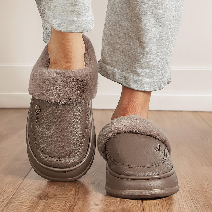 Мужские зимние тапочки для дома, теплая меховая плюшевая подкладка, подошва из ЭВА, домашние тапочки, водонепроницаемый верх, удобная домашняя обувь из пены с эффектом памяти, большие размеры