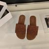 Retro Vacation Wind Beach Shoes One Word Cool Slippers Women's Shoes Wear 2025 New Summer Flat Roman Sandals