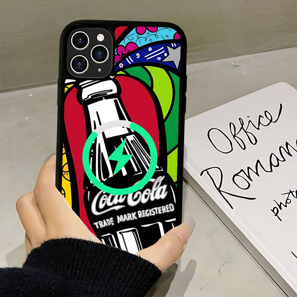C-CocaS-Модный чехол для телефона в стиле Кола Для IPhone 17 16 15 14 13 12 11 Pro Max Mini Для Magsafe Магнитная Беспроводная Зарядка