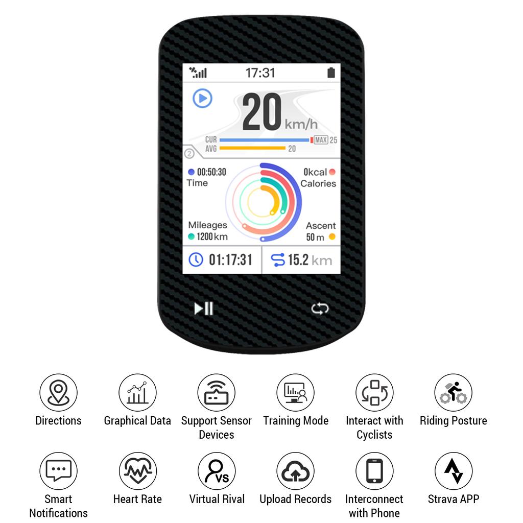 GPS Bike Computer Wireless Waterproof GLONASS ANT+ Sensor and BT Compatible Offline Maps Gyroscope 24 Hour Battery Life