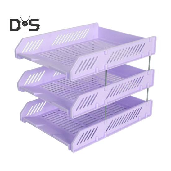 3 Tier Stackable Letter Tray Desk Paper Organizer Plastic File Document Storage Rack for Home Office School