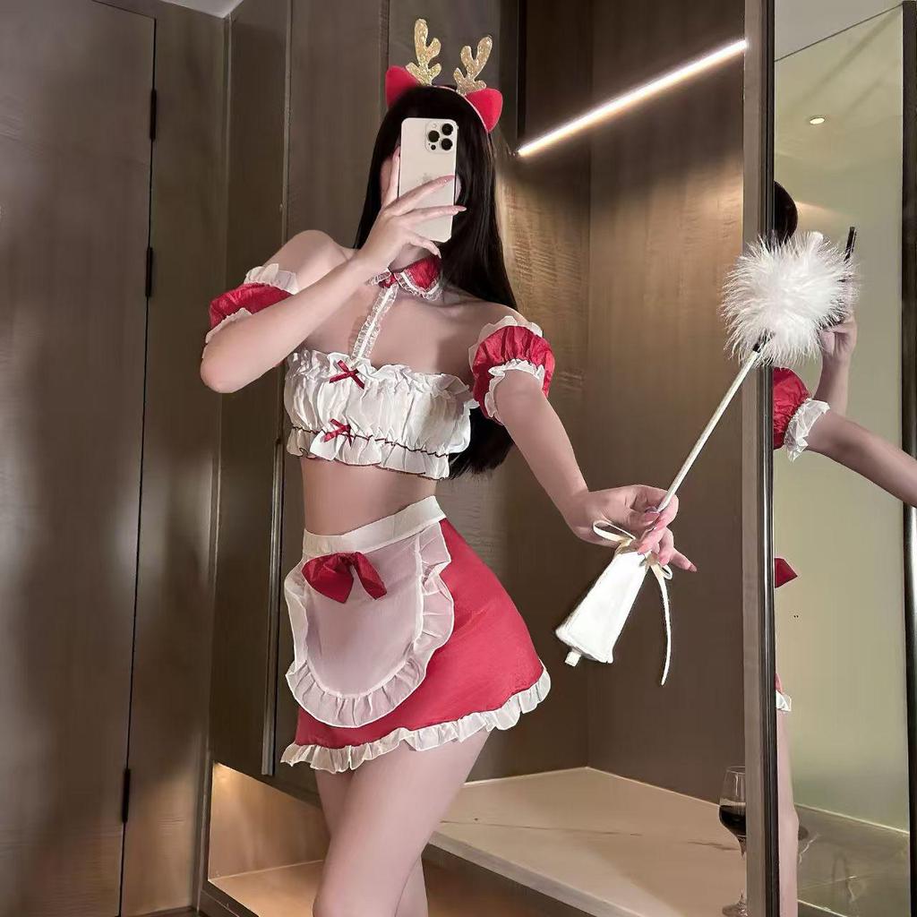 Ahao's Sexy Christmas Role-Playing Nightgown Set for Women: Quick-Release Passionate Temptation