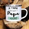 Outdoor Water Cup Best Dad In The World French Print Enamel Mug Drink Milk Coffee Cups Camping Mug Festive Birthday Gift for Dad
