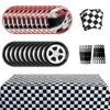 51pcs Racing Car Themed Tableware Set Include Plates Napkins and Cups Tablecloth