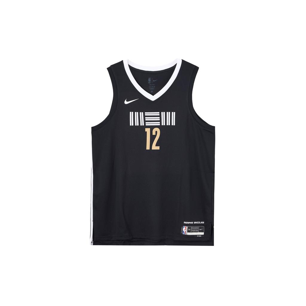 Nike Ja Morant Memphis Grizzlies No. 12 City Edition Fan Jersey 2023-24 Season Men Tops Black White DX8507-011