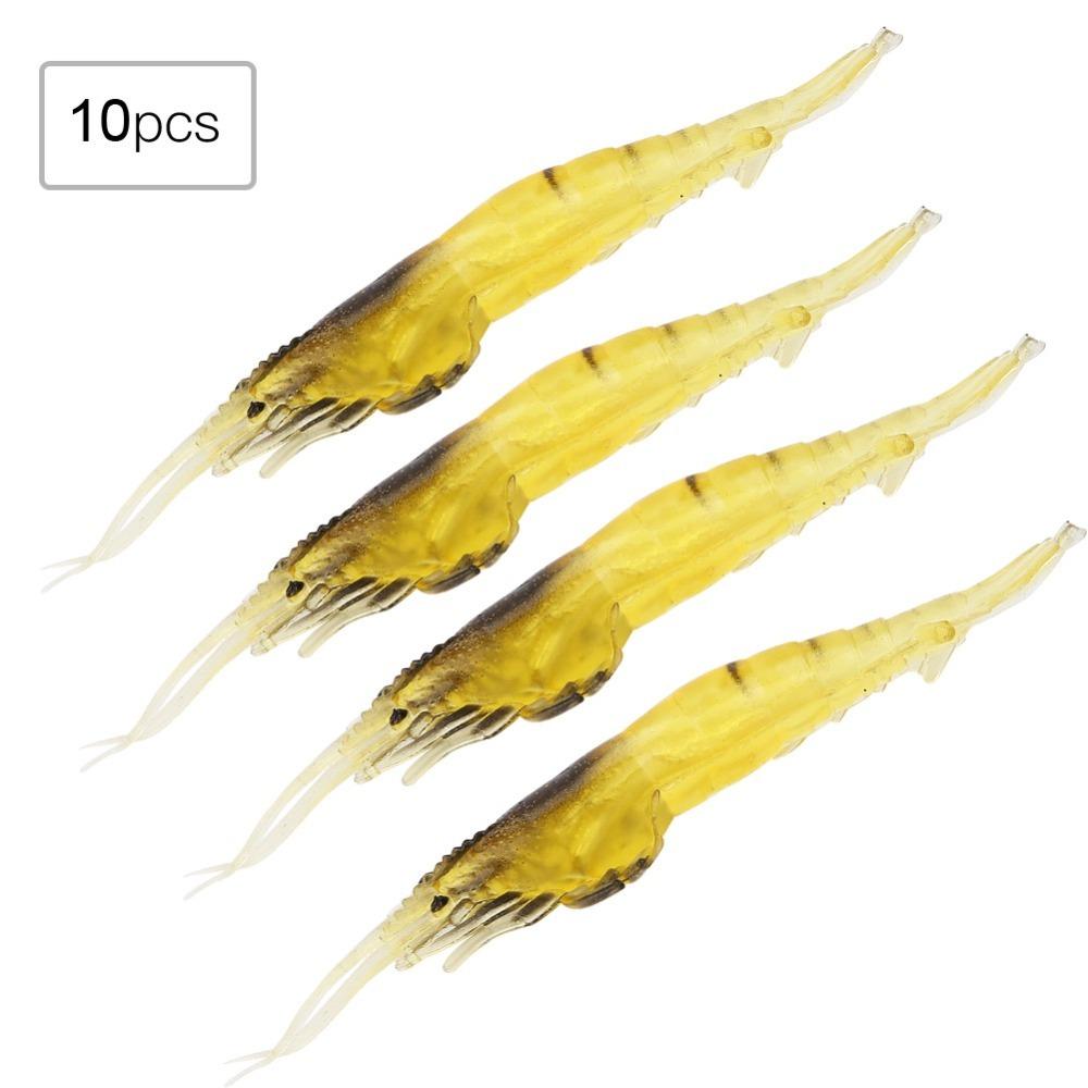 10PCS PVC Shrimp Lures Soft Fishing Lures Durable Shrimp Baits Bass Fishing