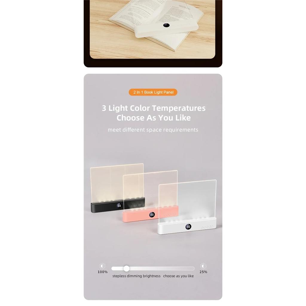 USB Charging Book Reading Lamp Portable LED Eye Protection Night Light Flat Panel Student Bedroom Indoor Night Vision Desk Lamp