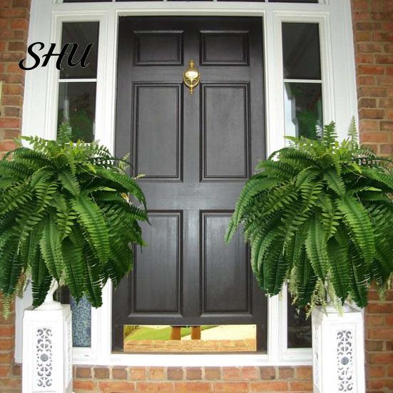 Realistic Faux Fern 1 Set Artificial UV Resistant Home Office Wedding Greenery Eco-friendly Indoor Outdoor Garden Yard Plastic Plants Fake Leaves