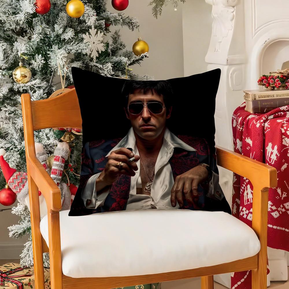 Hot Classic Movie ScarfaceS Pillow Case Silky Short Plush with Invisible Zipper Dustproof Sofa Cushion Cover for Home Decor